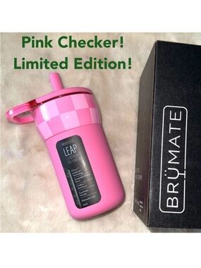 NEW! BRUMATE Pink Checker Krista Horton Kids’ 12oz LEAP New in Box